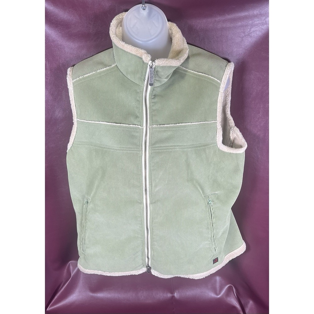 Woolrich‎ Women's Sherpa Vest Moss Sage Green Fleece Corduroy Women's Large